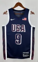 NBA Men Paris Olimpics 2024 USA National Blue #9 HALIBURTON Jersey High Quality Name and Number Print