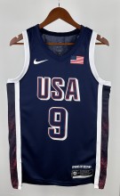 NBA Men Paris Olimpics 2024 USA National Blue #9 HALIBURTON Jersey High Quality Name and Number Print