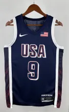 NBA Men Paris Olimpics 2024 USA National Blue #9 HALIBURTON Jersey High Quality Name and Number Print