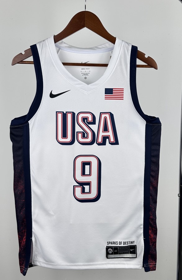 NBA Men Paris Olimpics 2024 USA National White #9 HALIBURTON Jersey High Quality Name and Number Print