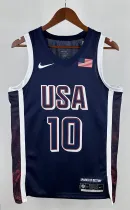 NBA Men Paris Olimpics 2024 USA National Blue #10 TATUM Jersey High Quality Name and Number Print