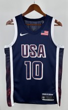 NBA Men Paris Olimpics 2024 USA National Blue #10 TATUM Jersey High Quality Name and Number Print