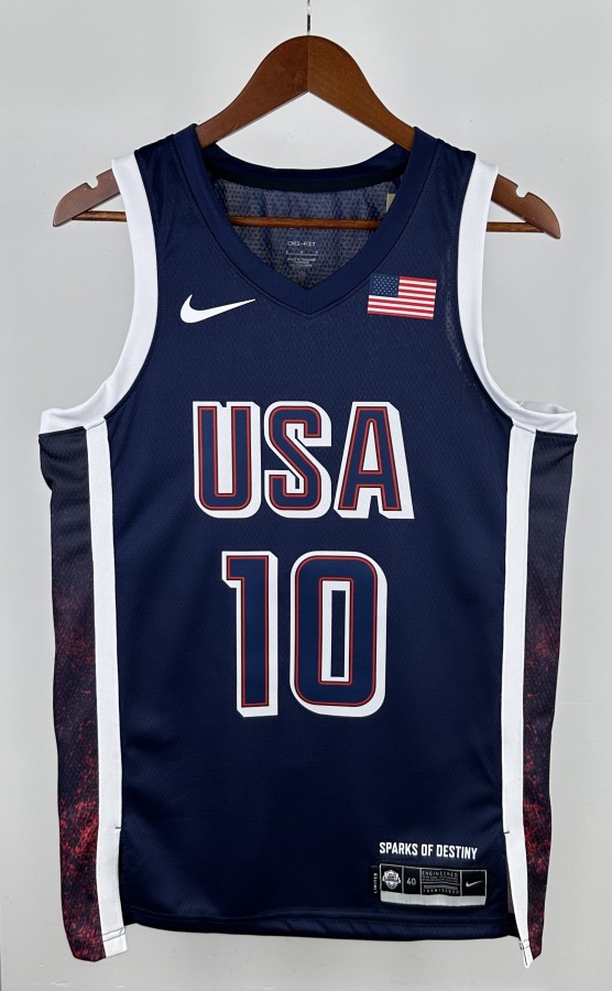 NBA Men Paris Olimpics 2024 USA National Blue #10 TATUM Jersey High Quality Name and Number Print
