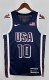 NBA Men Paris Olimpics 2024 USA National Blue #10 TATUM Jersey High Quality Name and Number Print