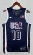 NBA Men Paris Olimpics 2024 USA National Blue #10 TATUM Jersey High Quality Name and Number Print