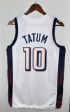 NBA Men Paris Olimpics 2024 USA National White #10 TATUM Jersey High Quality Name and Number Print
