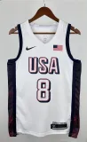 NBA Men Paris Olimpics 2024 USA National White #8 LEONARD Jersey High Quality Name and Number Print