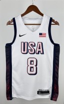 NBA Men Paris Olimpics 2024 USA National White #8 LEONARD Jersey High Quality Name and Number Print