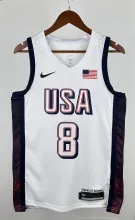 NBA Men Paris Olimpics 2024 USA National White #8 LEONARD Jersey High Quality Name and Number Print