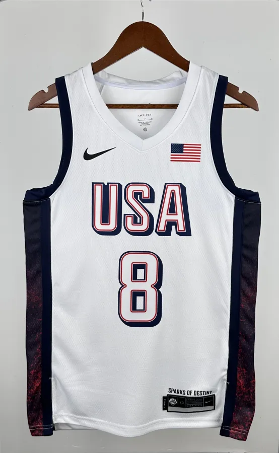NBA Men Paris Olimpics 2024 USA National White #8 LEONARD Jersey High Quality Name and Number Print