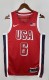 NBA Men Paris Olimpics 2024 USA National Red #6 JAMES Jersey High Quality Name and Number Print