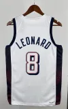 NBA Men Paris Olimpics 2024 USA National White #8 LEONARD Jersey High Quality Name and Number Print
