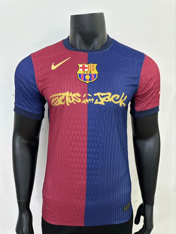 24/25 Barcelona TRAVIS SCOTT Home Jersey Special Sponsors Player Version  1:1 Quality