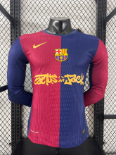24/25 Barcelona TRAVIS SCOTT Home Long Sleeve Jersey Special Sponsors Player Version  1:1 Quality