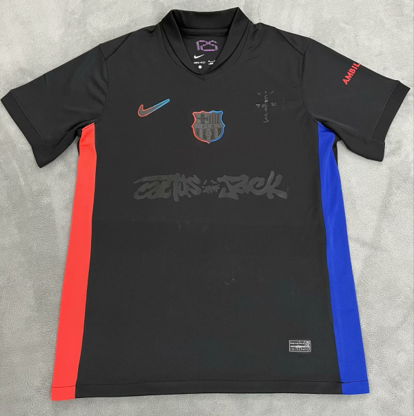 24/25 BARCELONA AWAY TRAVIS SCOTT Grey Sponsors SOCCER JERSEY