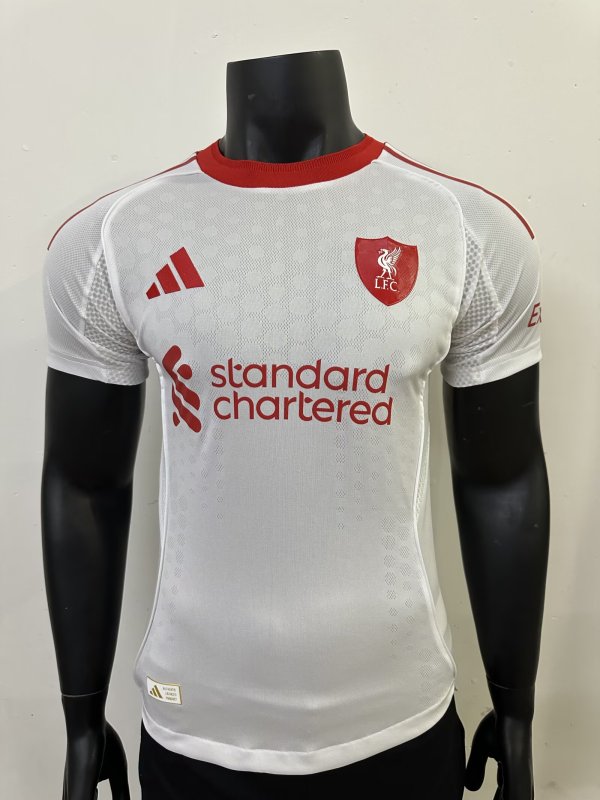 25/26 Liverpool White Jersey Player Version 1:1 Quality xuejin