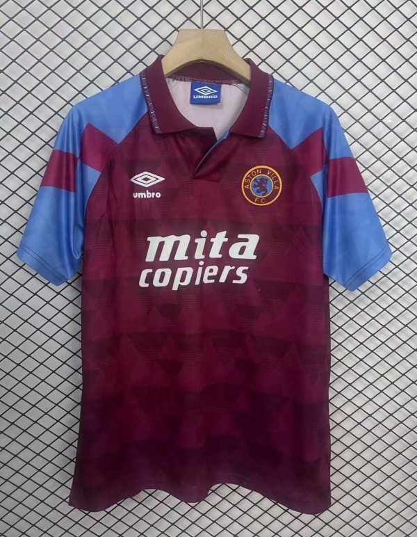 1990 Aston Villa F.C Home Retro Jersey Fans Version
