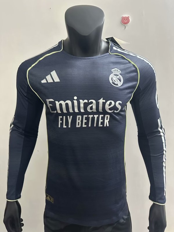 25/26 Real Madrid Away Long Sleeve Jersey Player Version 1:1 Quality