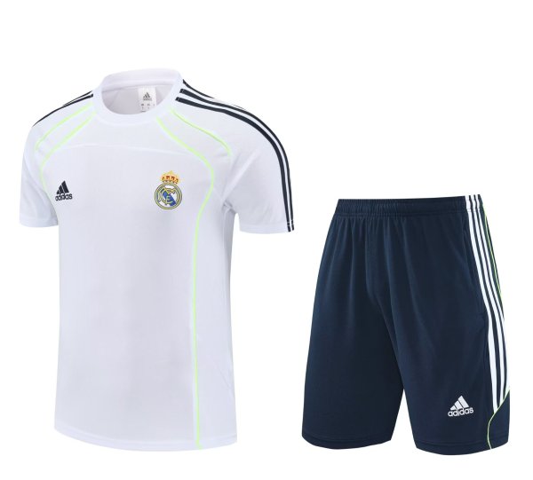 25/26 Real Madrid White Training Set--Short sleeve and Short Pant Training Tracksuit