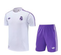 25/26 Real Madrid White Training Set--Short sleeve and Short Pant Training Tracksuit