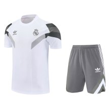 25/26 Real Madrid White Training Set--Short sleeve and Short Pant Training Tracksuit