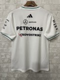 2025 Mercedes F1 Team Round Collar POLO White T-Shirt