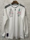 2025 Mercedes F1 Team Round Collar POLO Long Sleeve White T-Shirt