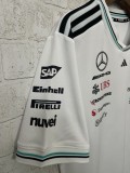 2025 Mercedes F1 Team Round Collar POLO White T-Shirt