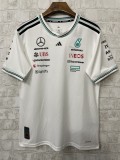 2025 Mercedes F1 Team Round Collar POLO White T-Shirt