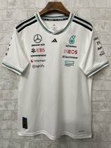 2025 Mercedes F1 Team Round Collar POLO White T-Shirt