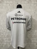 2025 Mercedes F1 Team Round Collar POLO Long Sleeve White T-Shirt