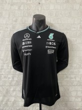 2025 Mercedes F1 Team Round Collar POLO Long Sleeve T-Shirt