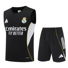 25/26 Real Madrid Black Vest Training Set--Vest and Short Pant Training Tracksuit