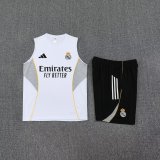 25/26 Real Madrid White Vest Training Set--Vest and Short Pant Training Tracksuit