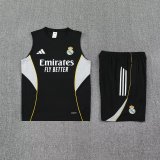 25/26 Real Madrid Black Vest Training Set--Vest and Short Pant Training Tracksuit