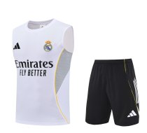 25/26 Real Madrid White Vest Training Set--Vest and Short Pant Training Tracksuit