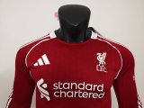 25/26 Liverpool Home Jersey Long Sleeve Player Version 1:1 Quality