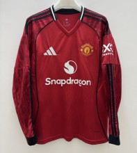 25/26 Manchester United Home Jersey Long Sleeve Fans Version 1:1 Quality