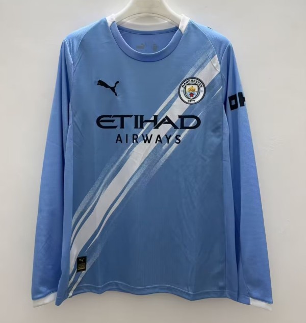 25/26 Manchester City Home Jersey Long Sleeve Fans Version 1:1 Quality