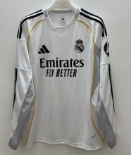 25/26 Real Madrid Home Jersey Long Sleeve 1:1 Quality Fan Version
