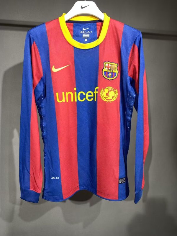 10/11 Barcelona Home Retro Jersey Long Sleeve Player Version  1:1 Quality