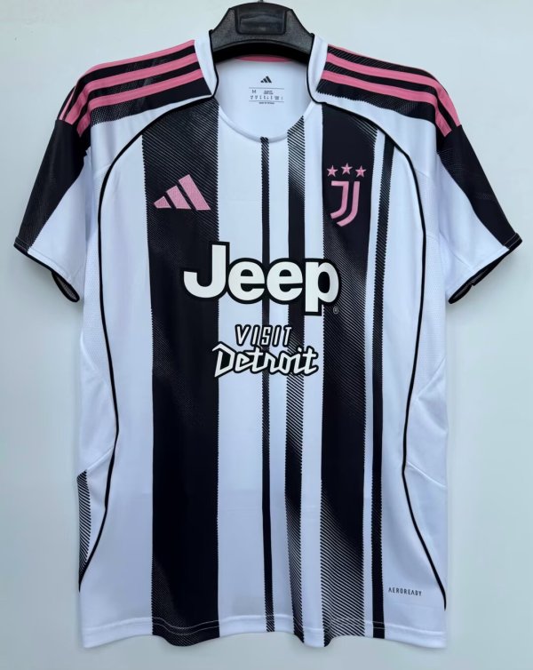 25/26 Juventus Home Jersey With Sponsors Fans Version 1:1 Quality