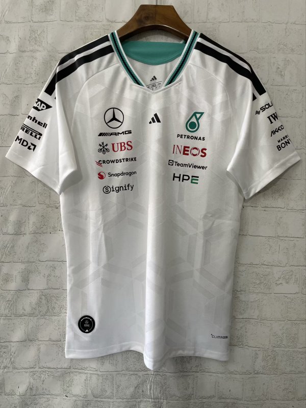 2026 Mercedes F1 Team Round Collar POLO White T-Shirt