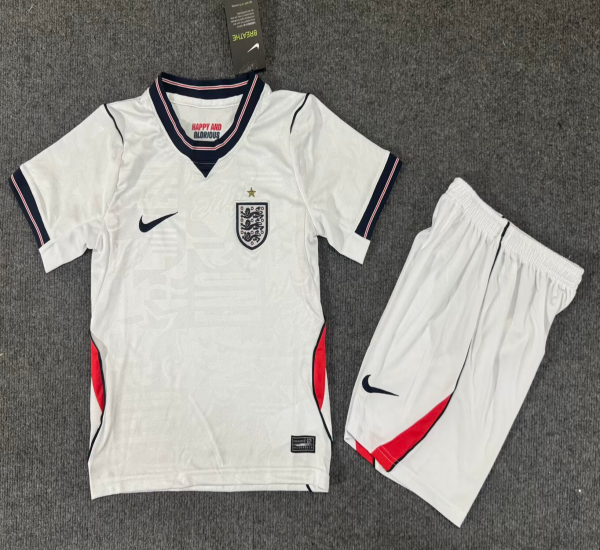 2026 England Home Kids Jersey With White Short