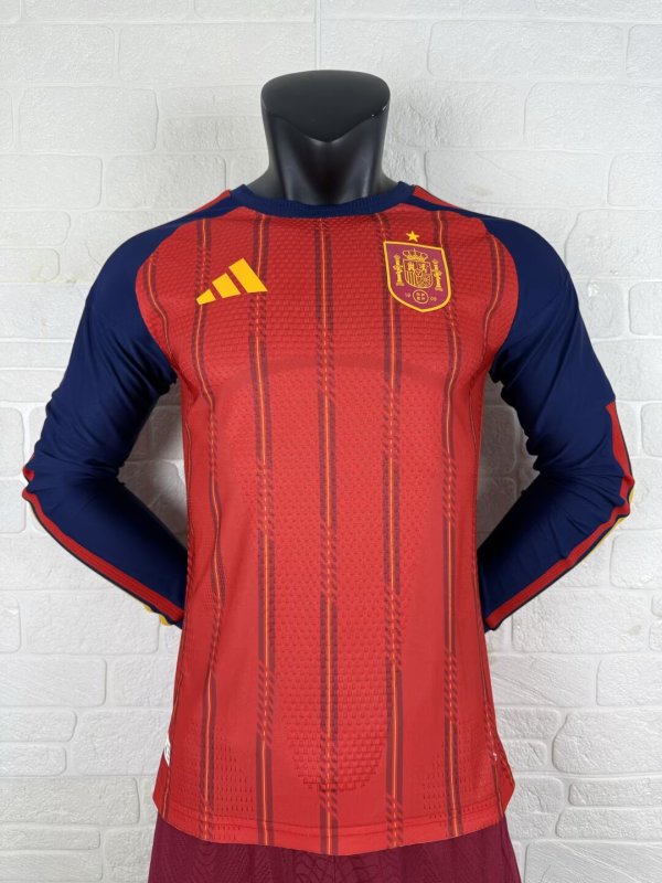 2026 Spain Home World Cup Long Sleeve Soccer Jersey Player Version  1:1 Quality 球员版