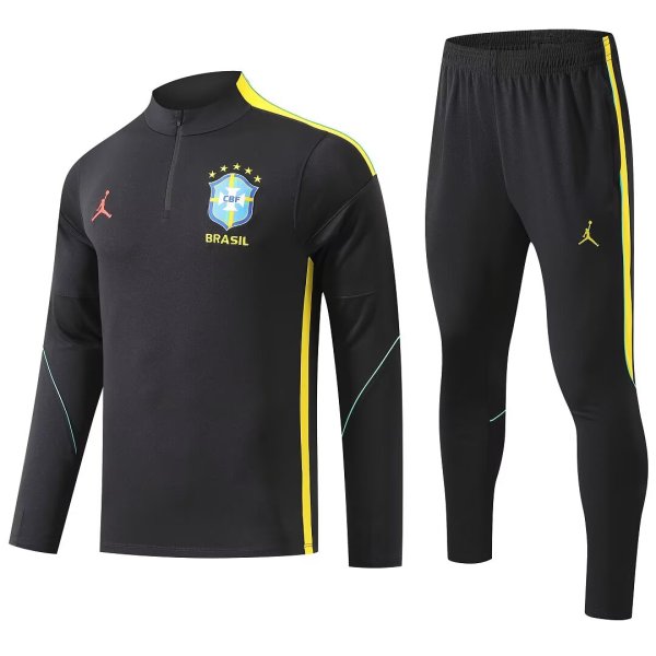 26/27 Brazil Black with Zipper Sweater Tracksuit Thai Quality