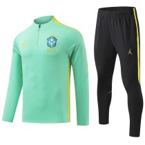 26/27 Brazil Green with Zipper Sweater Tracksuit Thai Quality