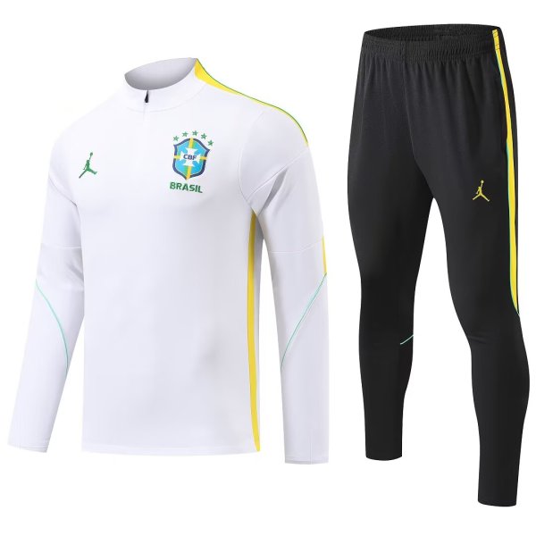 26/27 Brazil White with Zipper Sweater Tracksuit Thai Quality