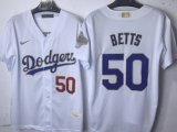 2025  Los Angeles Dodgers BETTS 50 Whtie Baseball Jersey