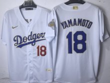 2025 Los Angeles Dodgers YAMAMOTO 18 Whtie Baseball Jersey